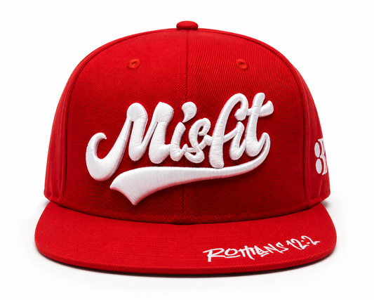 Misfit™ Christian Snapback Hat – Romans 12:2 Flat Bill Cap
