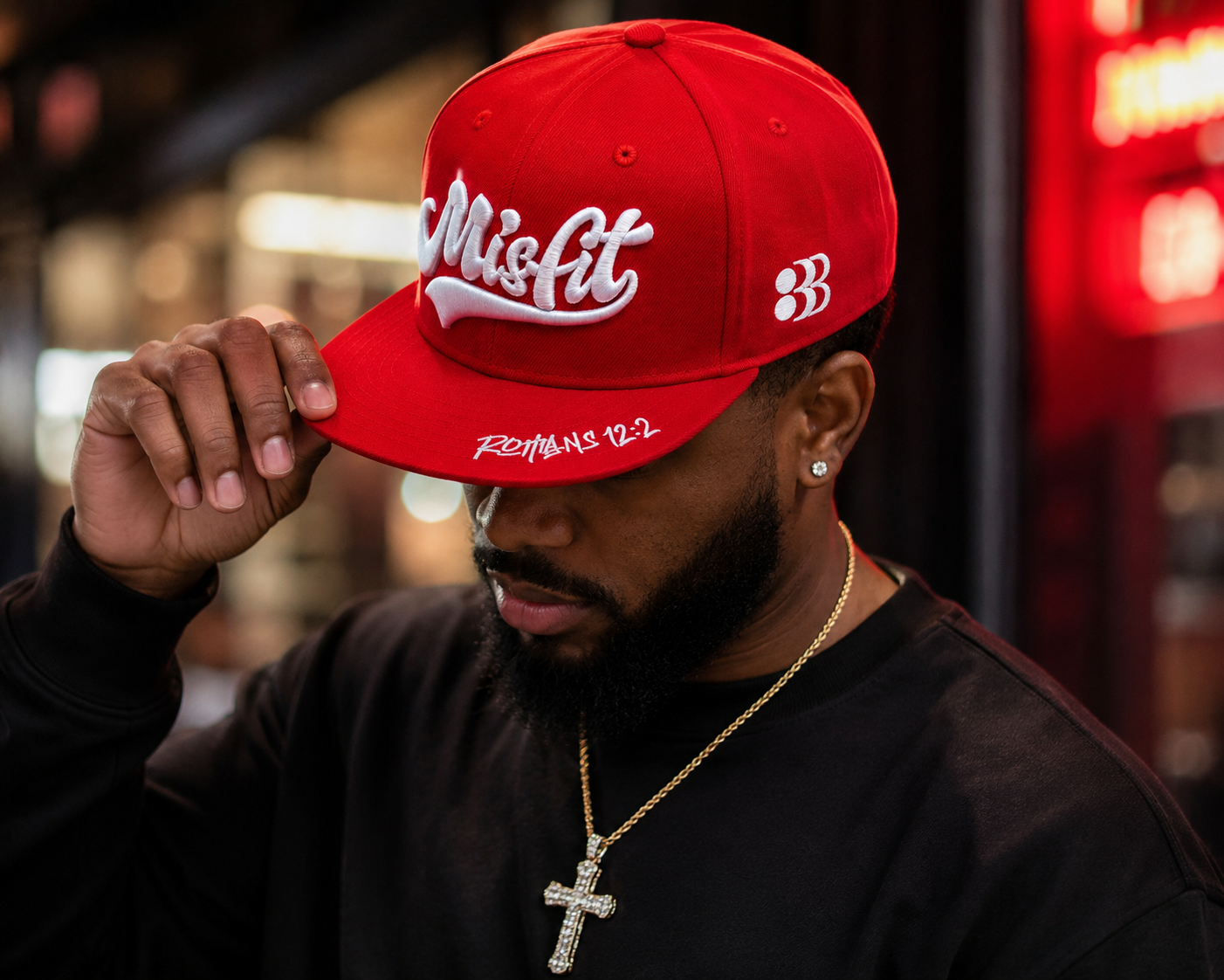 Misfit™ Christian Snapback Hat – Romans 12:2 Flat Bill Cap