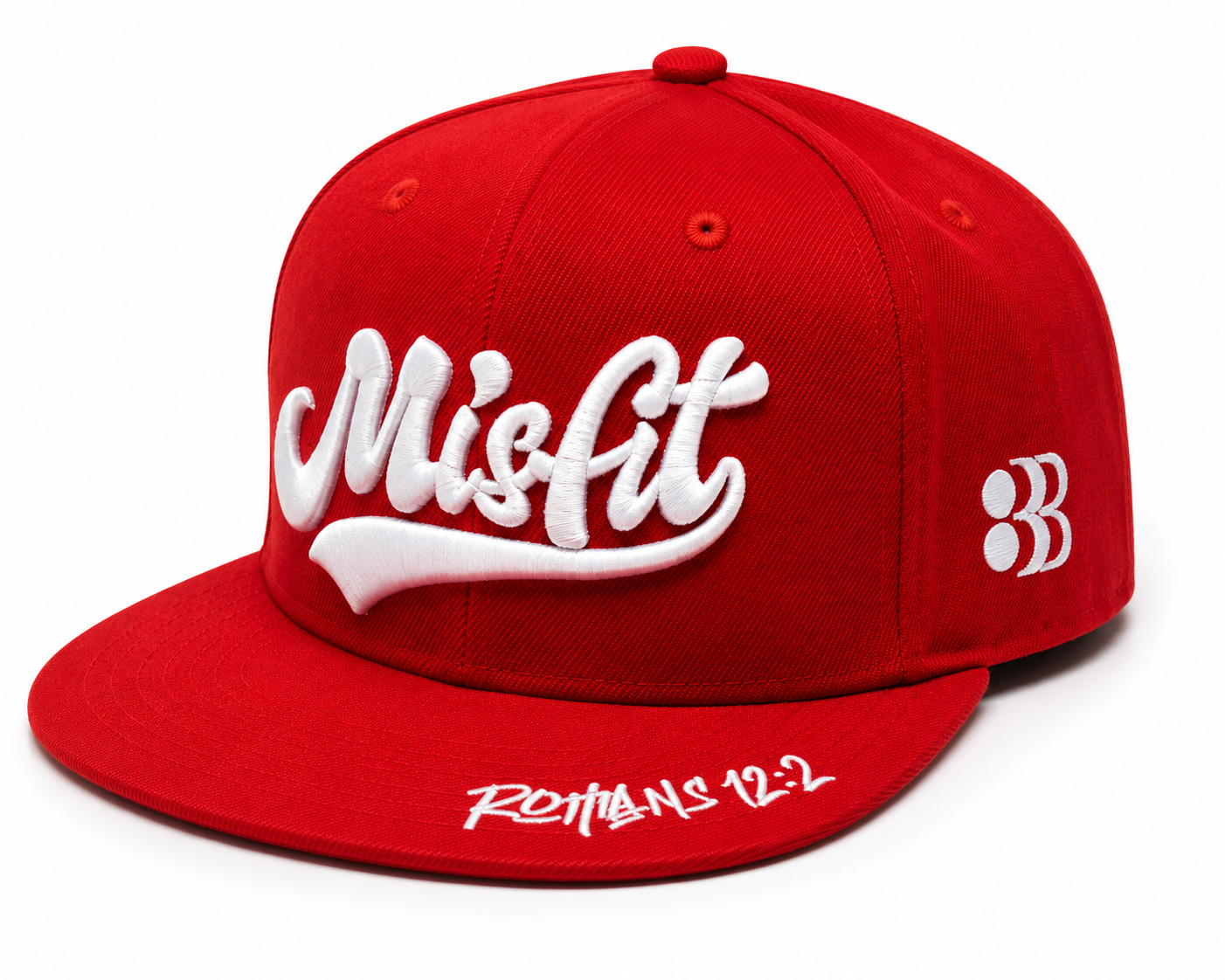 Misfit™ Christian Snapback Hat – Romans 12:2 Flat Bill Cap