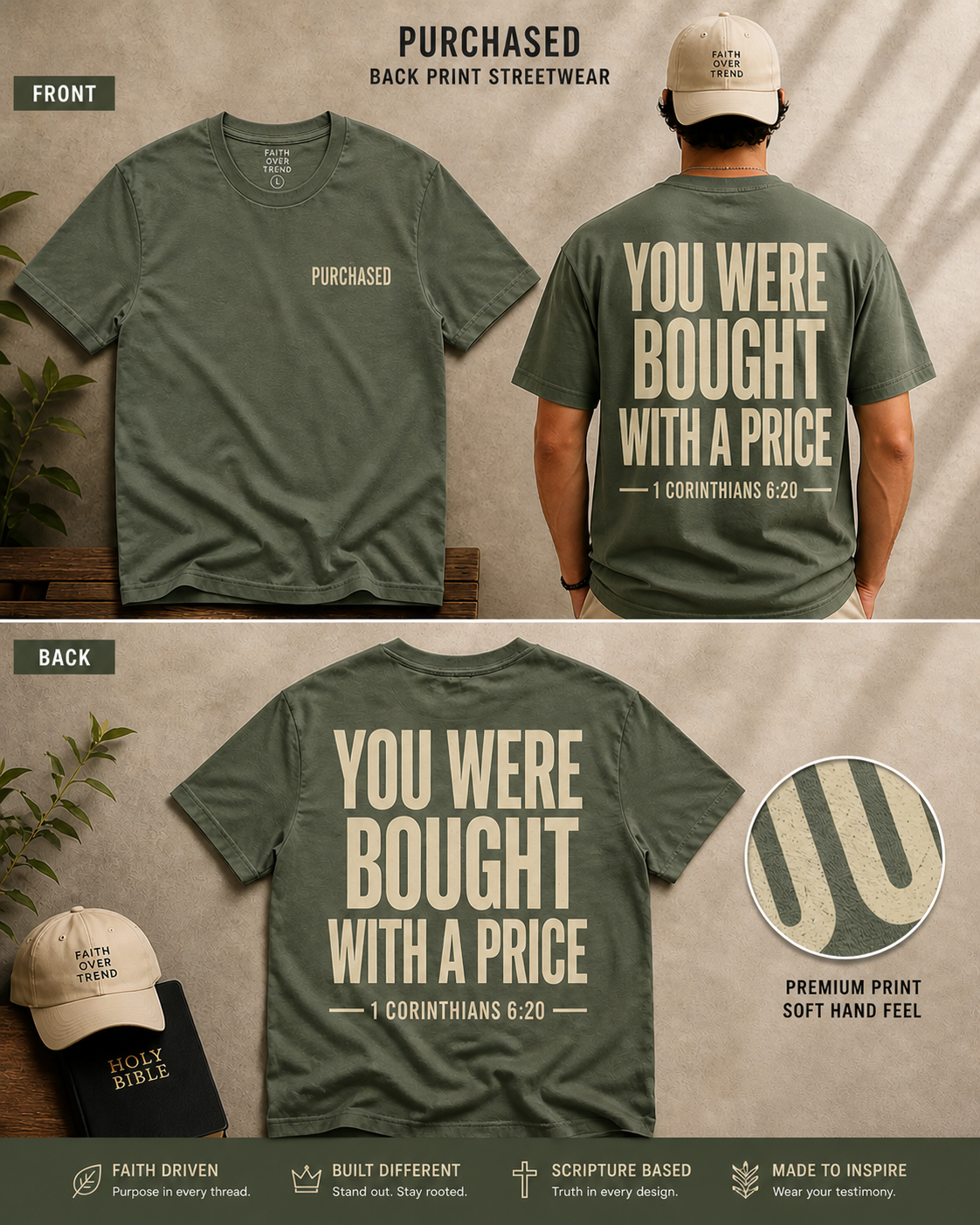 Purchased Tee – Christian Streetwear T-Shirt (1 Corinthians 6:20)