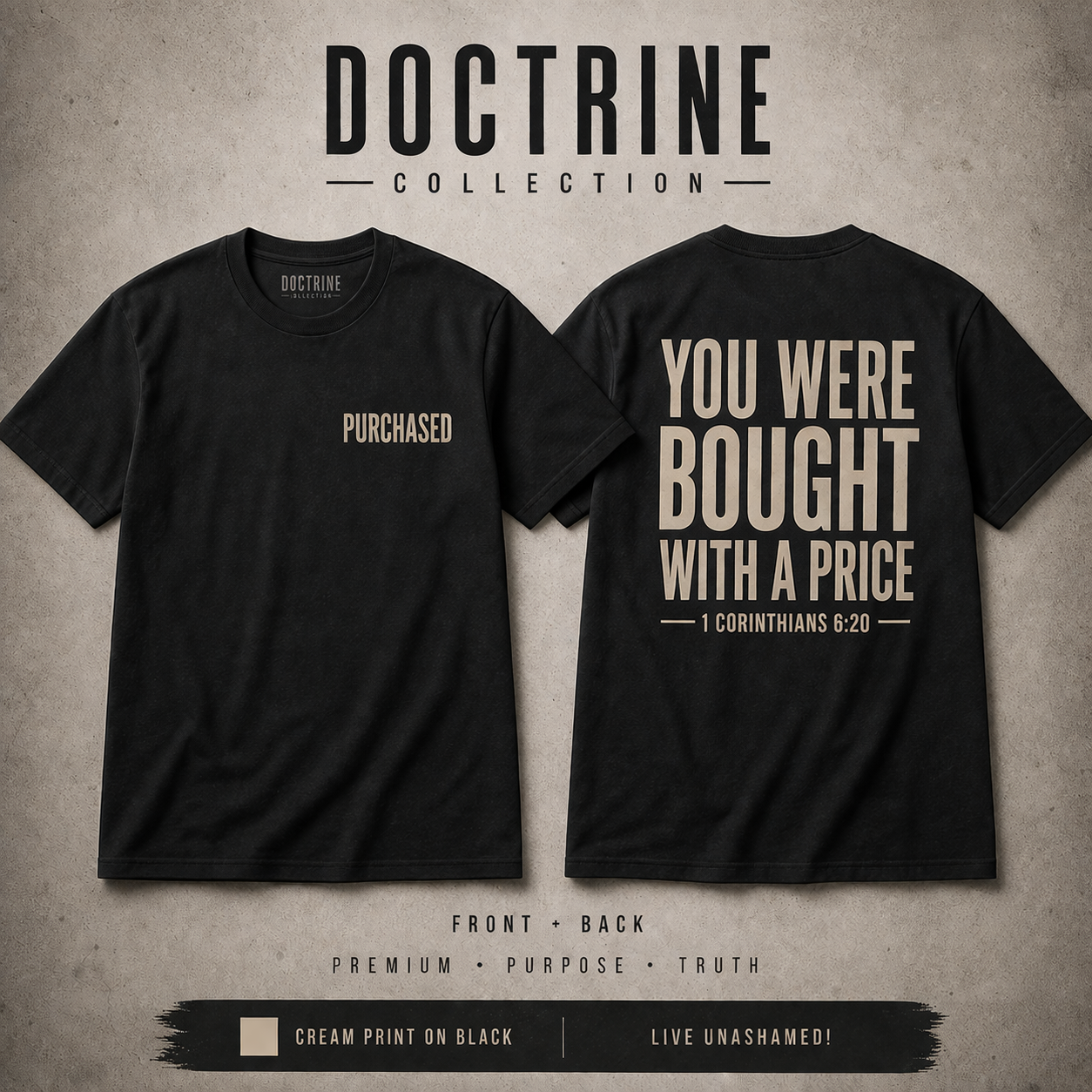 Purchased Tee – Christian Streetwear T-Shirt (1 Corinthians 6:20)