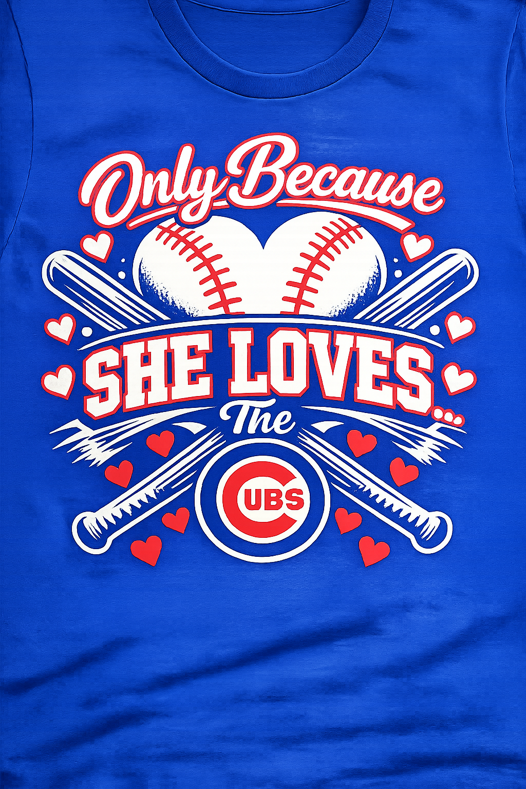 Chicago Cubs Baseball Couples Shirt Set – “Only Because He/She Loves The Cubs” Matching Tees